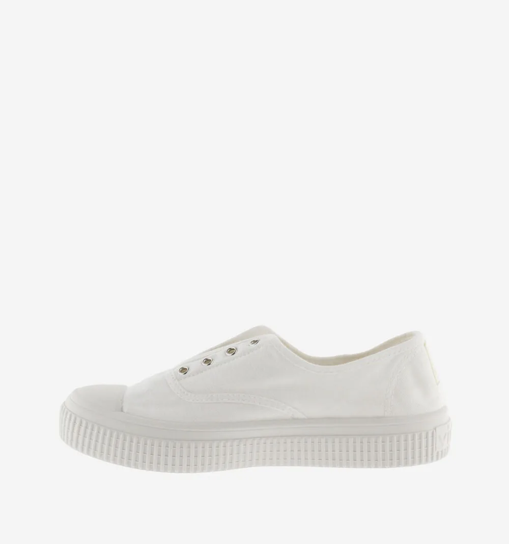 (1076100) Women's canvas trainers with elastic - White