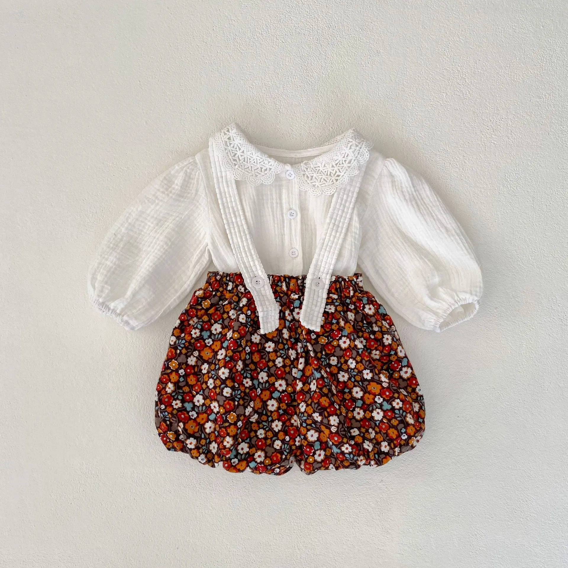 2 Pieces Set Baby Kid Girls Solid Color Print Tops And Flower Shorts Wholesale 230828345
