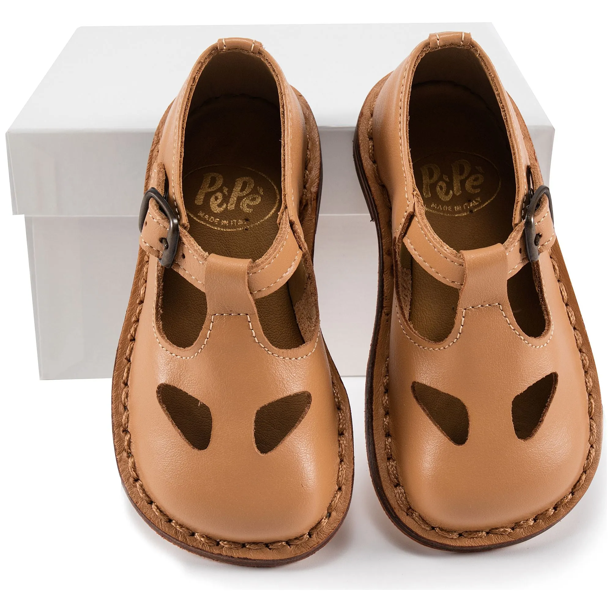 Baby Boys & Girls Beige Leather Shoes