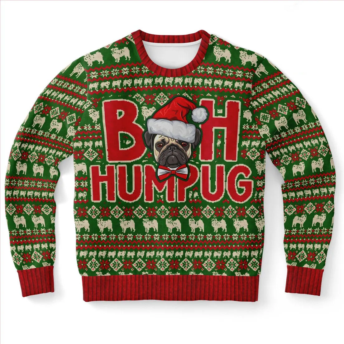 Bah Humpug Pug Ugly Sweater Christmas Sweater Wool Sweater Xmas Gift for Dog Lovers