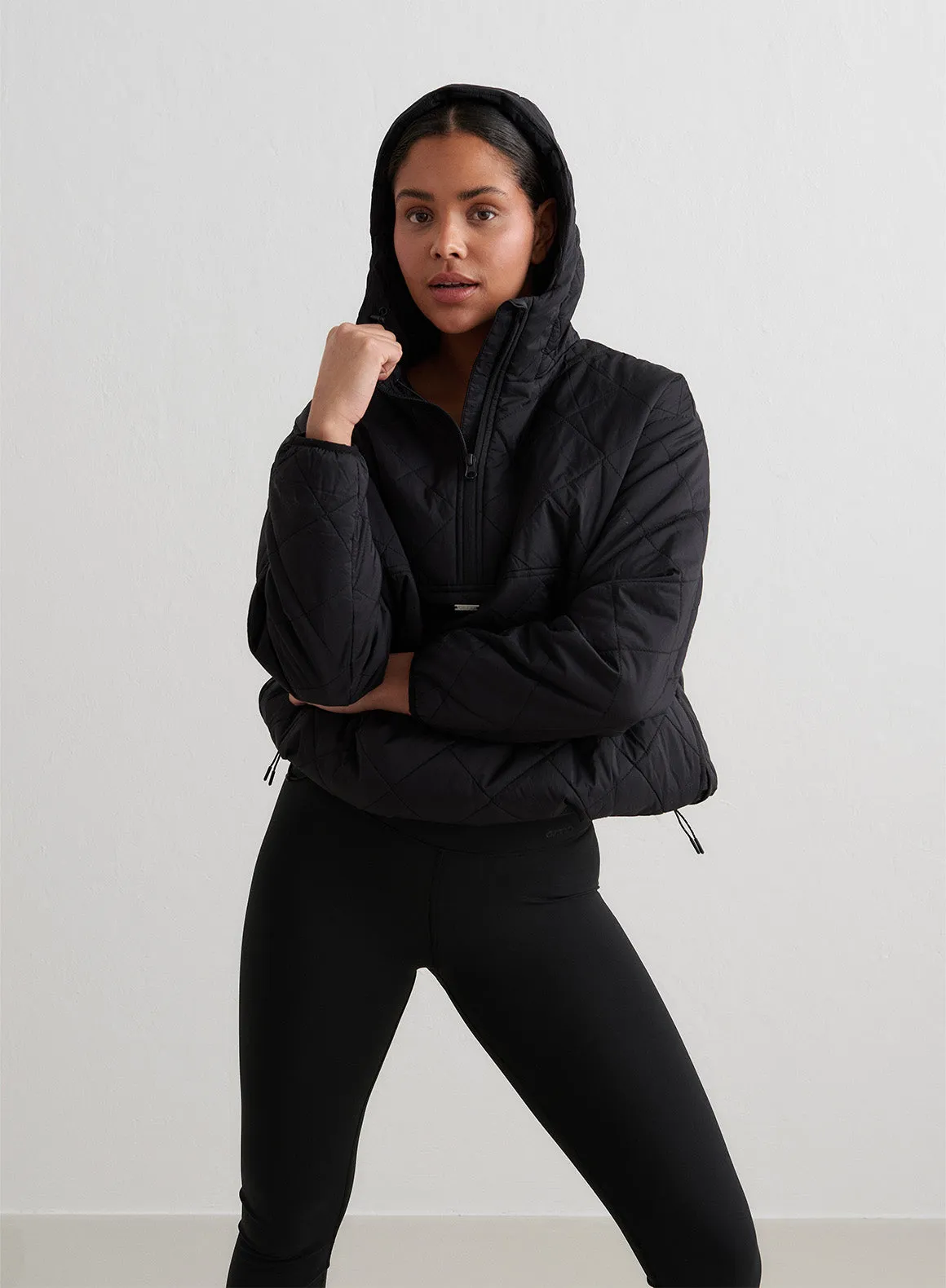 Black Oversized Quilted Anorak