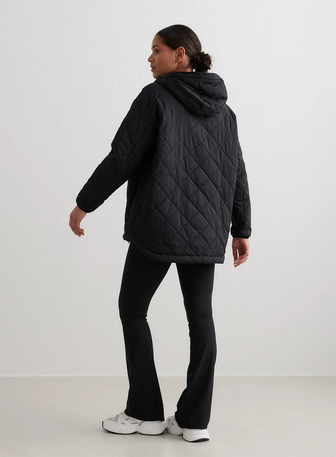 Black Oversized Quilted Anorak