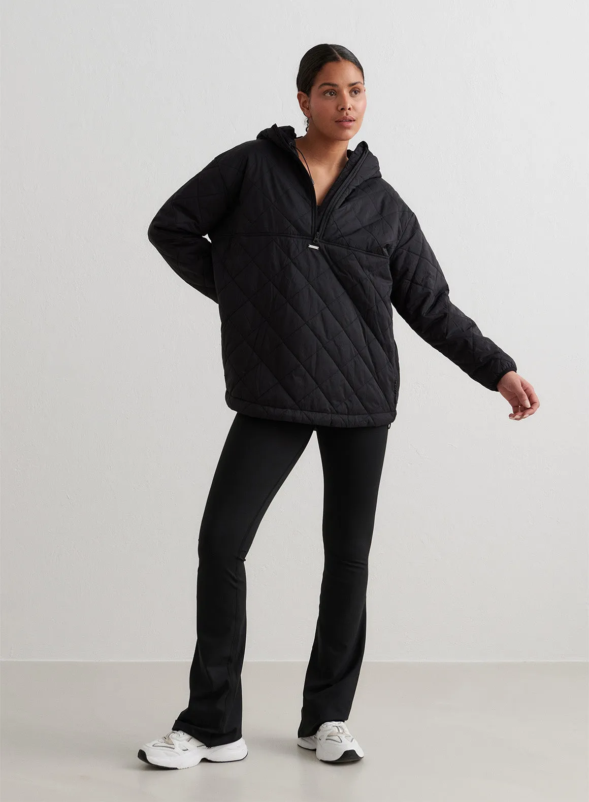Black Oversized Quilted Anorak