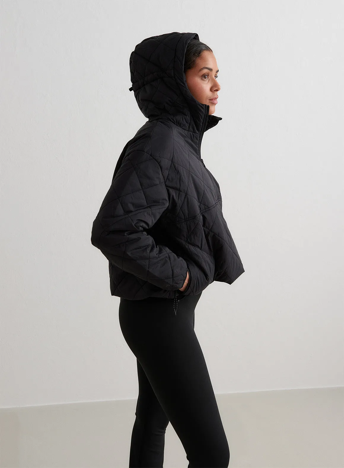 Black Oversized Quilted Anorak