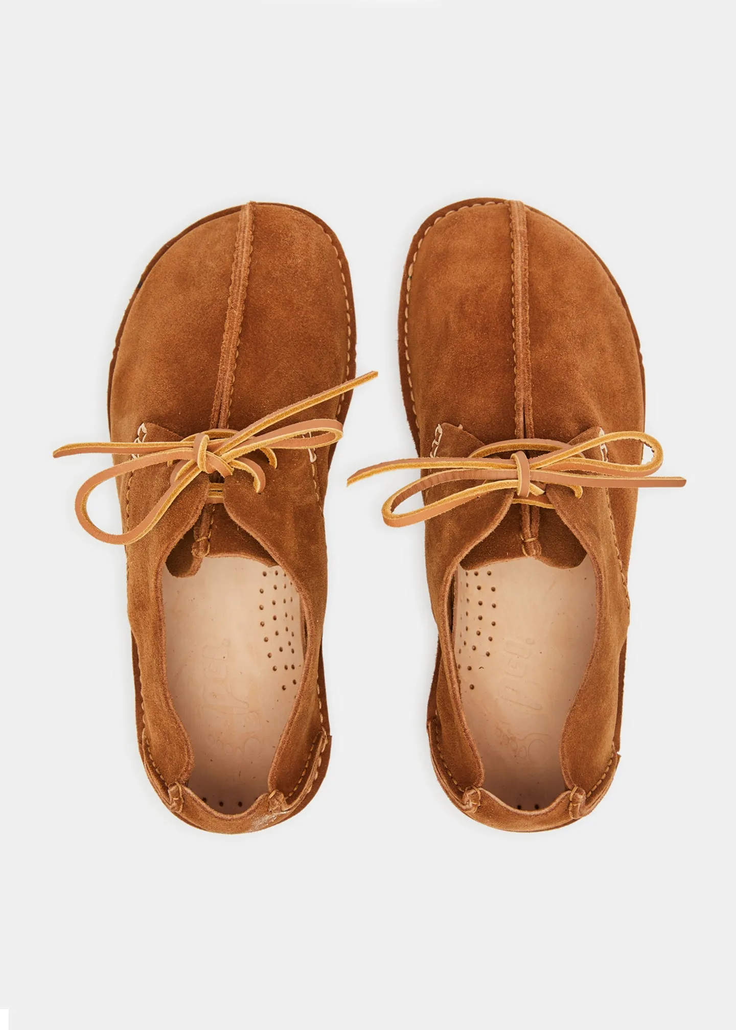 Caden Centre Seam Suede Shoe on Crepe - Cola Brown
