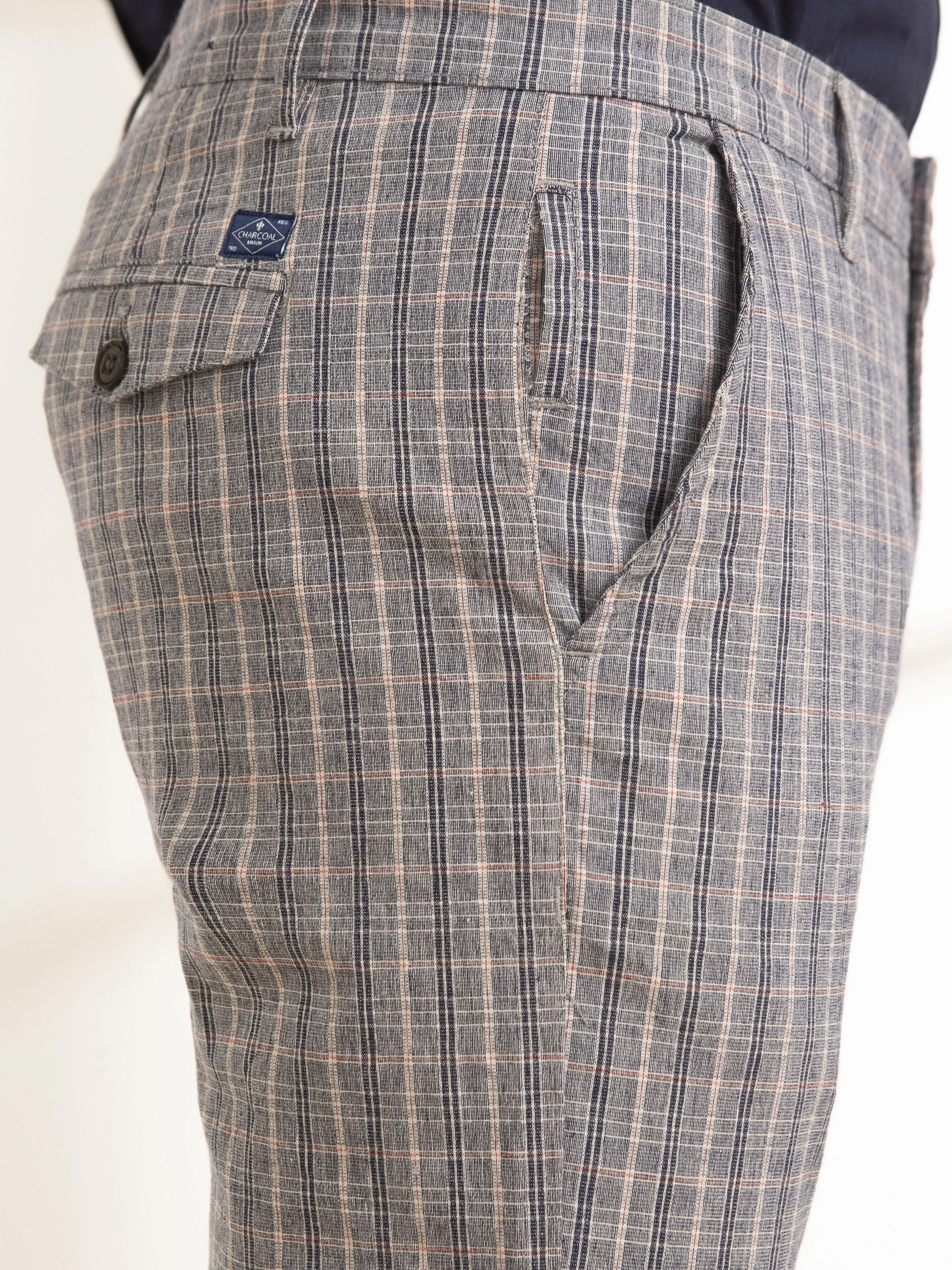 CASUAL PANT SLIM FIT CROSS POCKET NAVY WHITE
