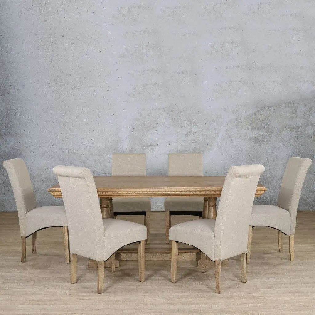 Charlotte Fluted Wood Top & Windsor 6 Seater Dining Set