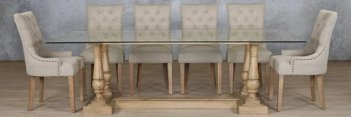 Charlotte Glass Top & Duchess 10 Seater Dining Set