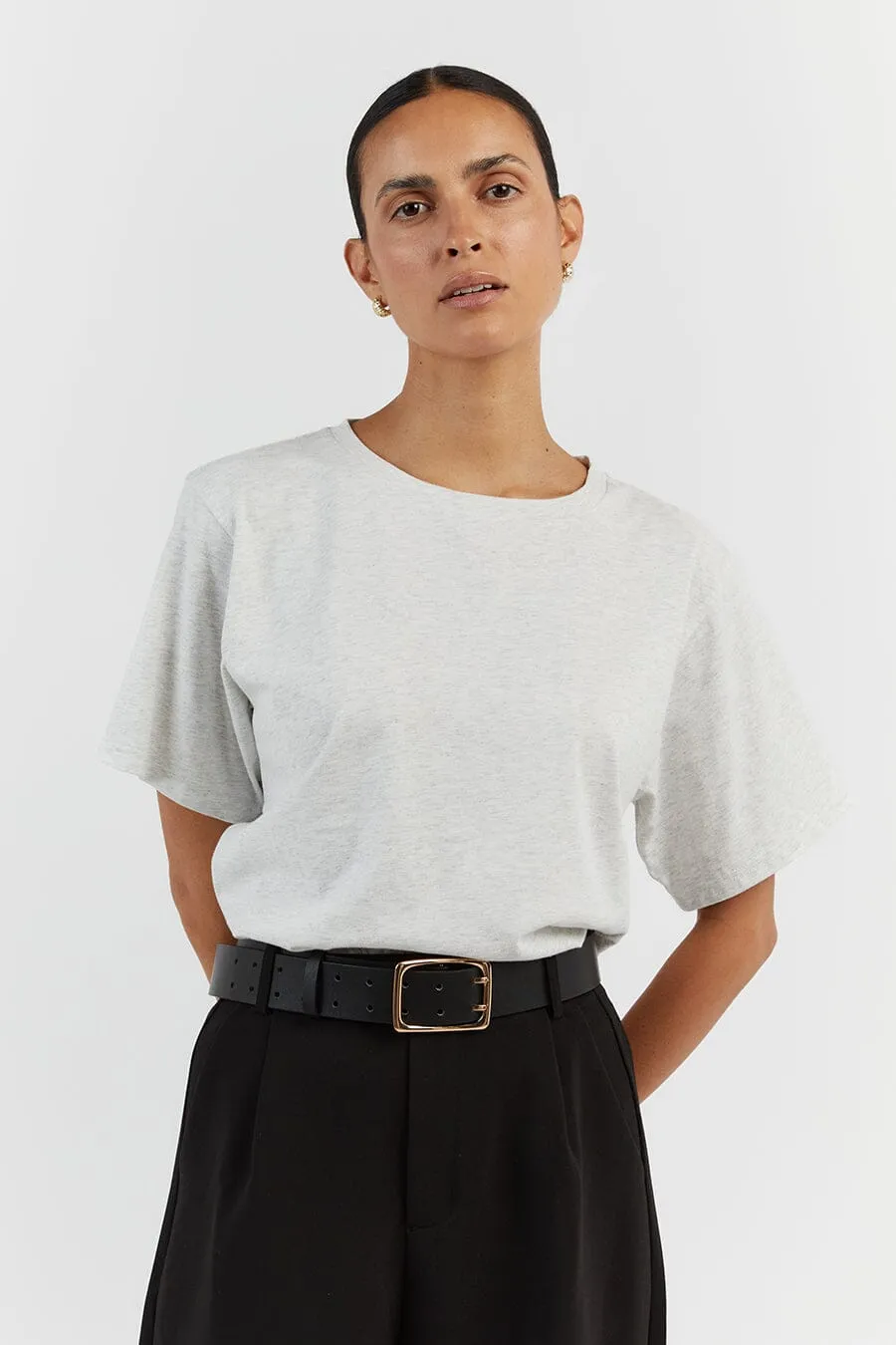 CHARLOTTE GREY MARLE CREW NECK TEE