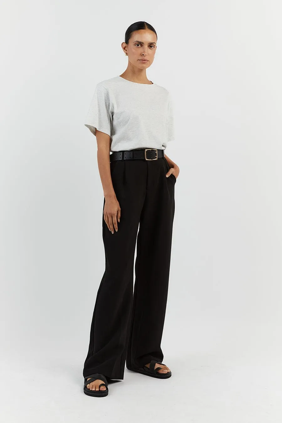CHARLOTTE GREY MARLE CREW NECK TEE