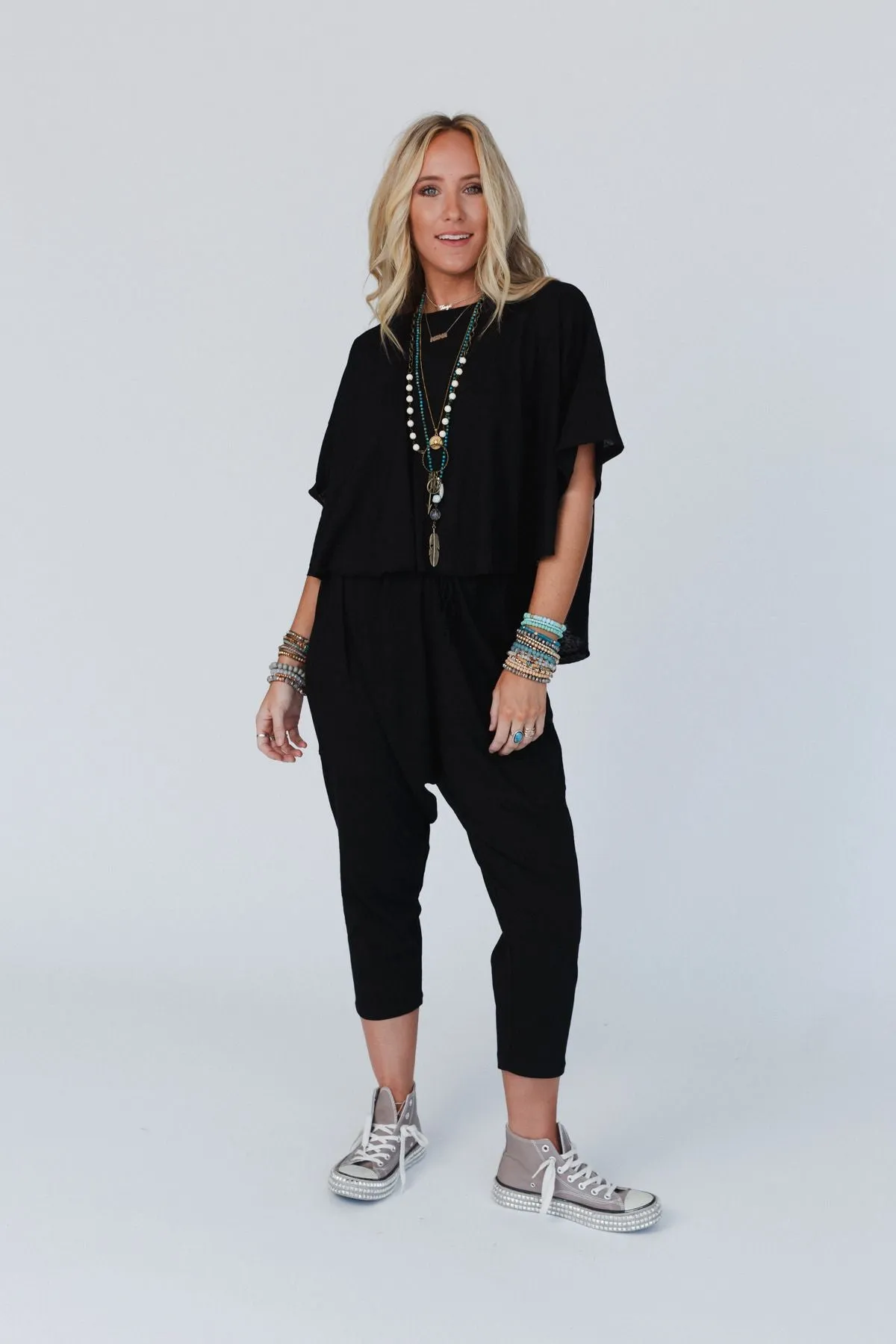 Count On Me Top and Pant Set - Black