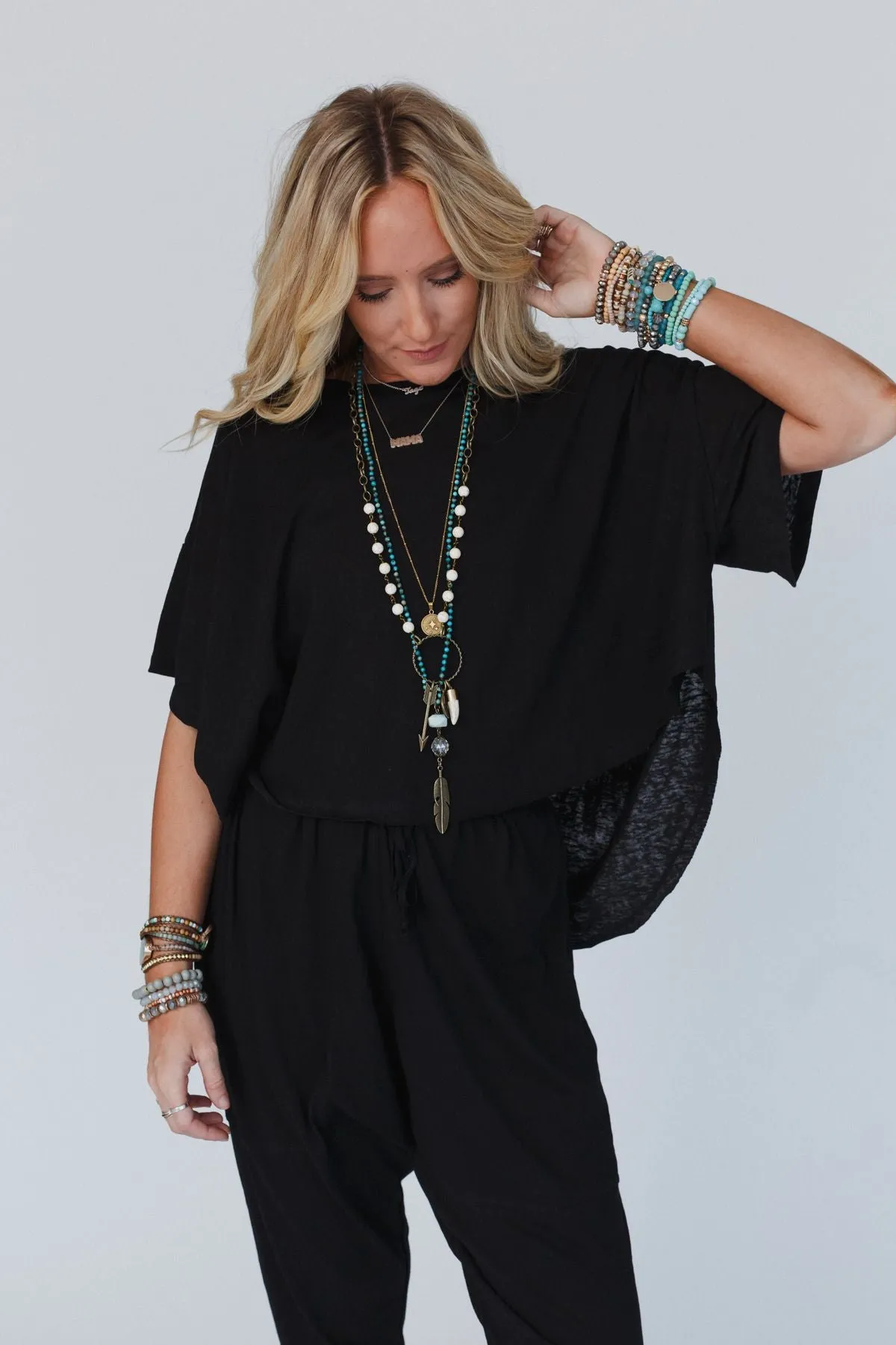 Count On Me Top and Pant Set - Black