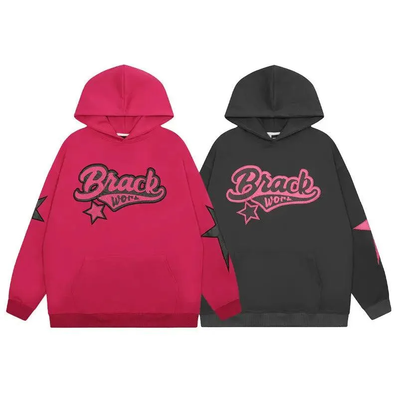 Embroidered Alphabet Hooded Sweater