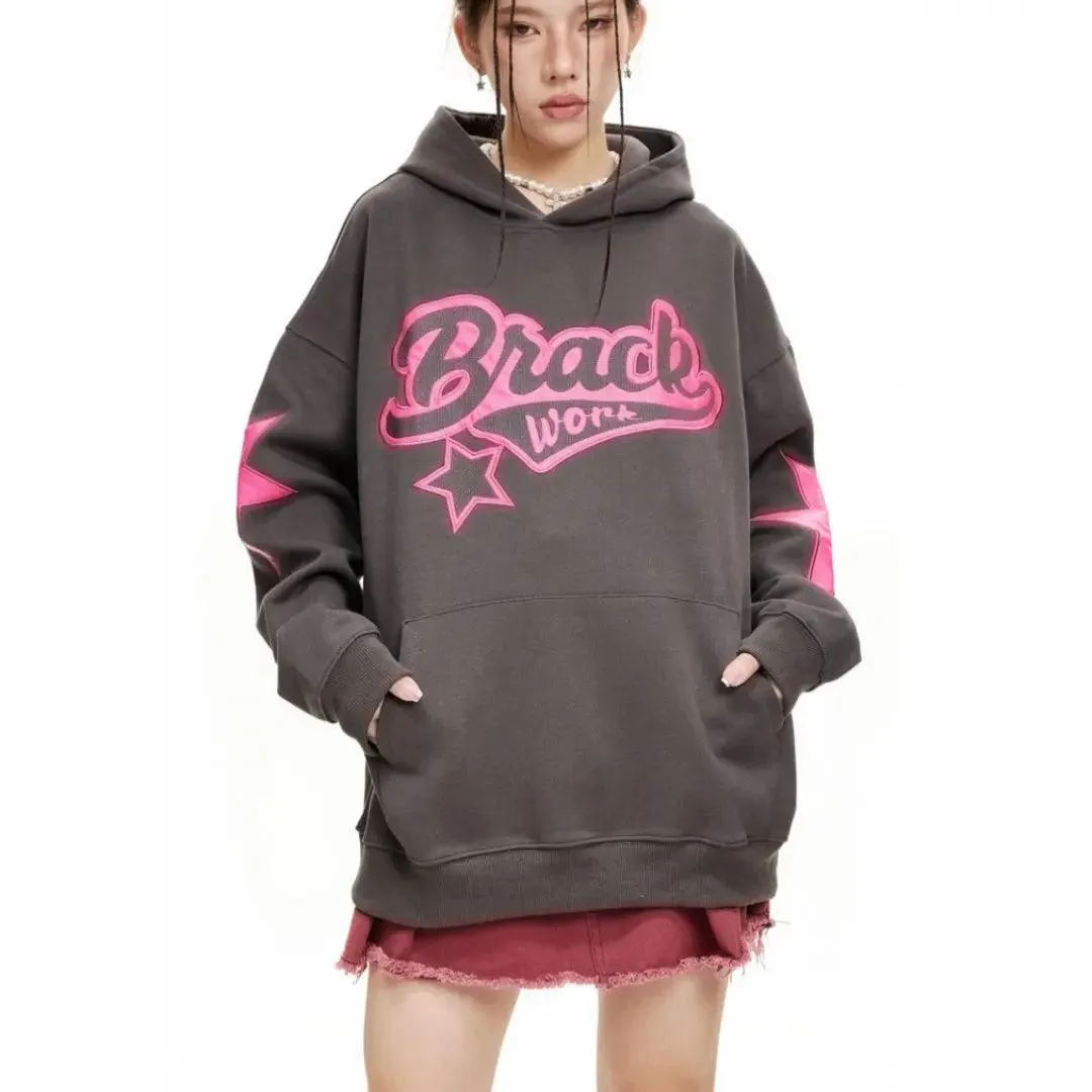 Embroidered Alphabet Hooded Sweater