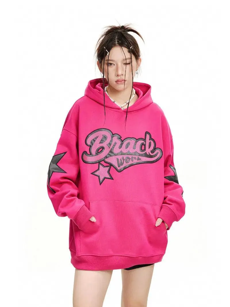 Embroidered Alphabet Hooded Sweater