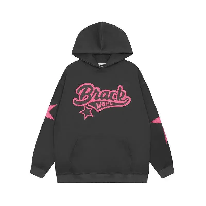 Embroidered Alphabet Hooded Sweater