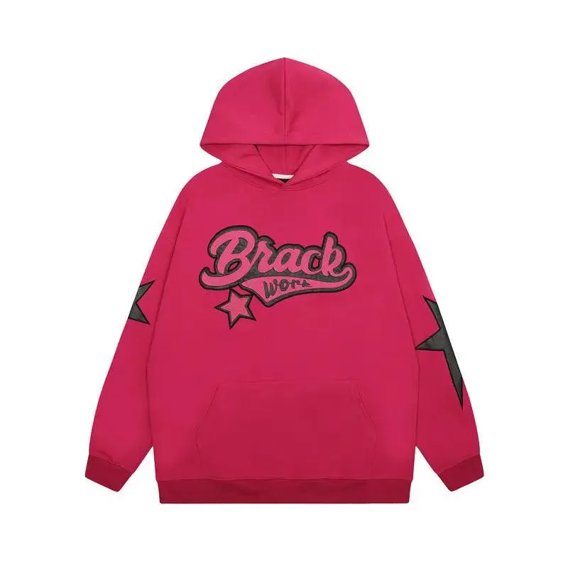 Embroidered Alphabet Hooded Sweater