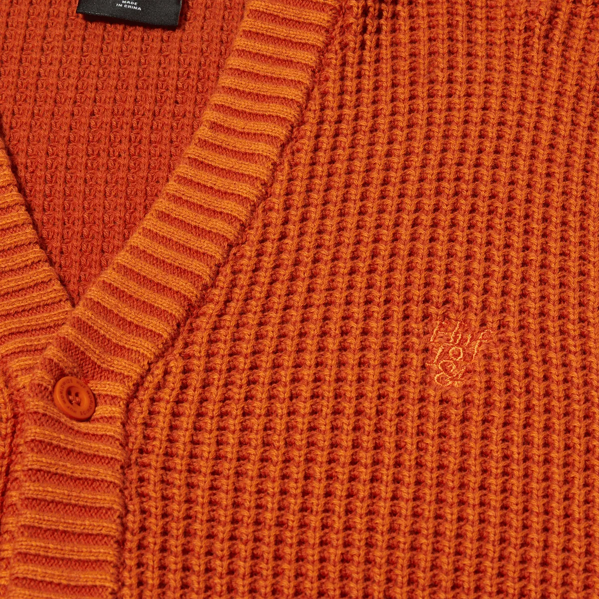 HUF COOLIDGE WAFFLE CARDIGAN-RUST