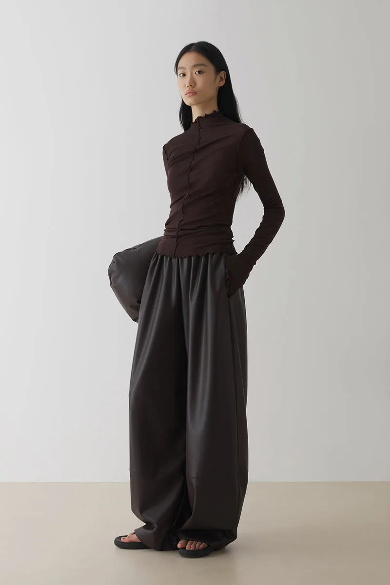 Pleated Balloon Leather Pants