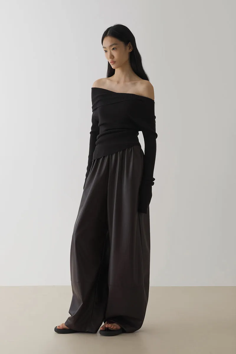 Pleated Balloon Leather Pants