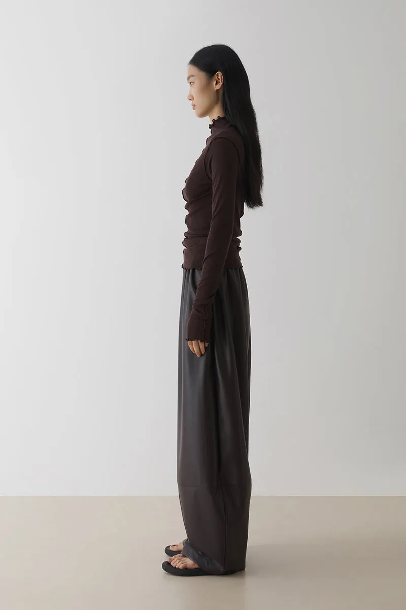 Pleated Balloon Leather Pants