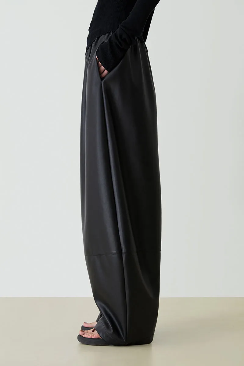 Pleated Balloon Leather Pants