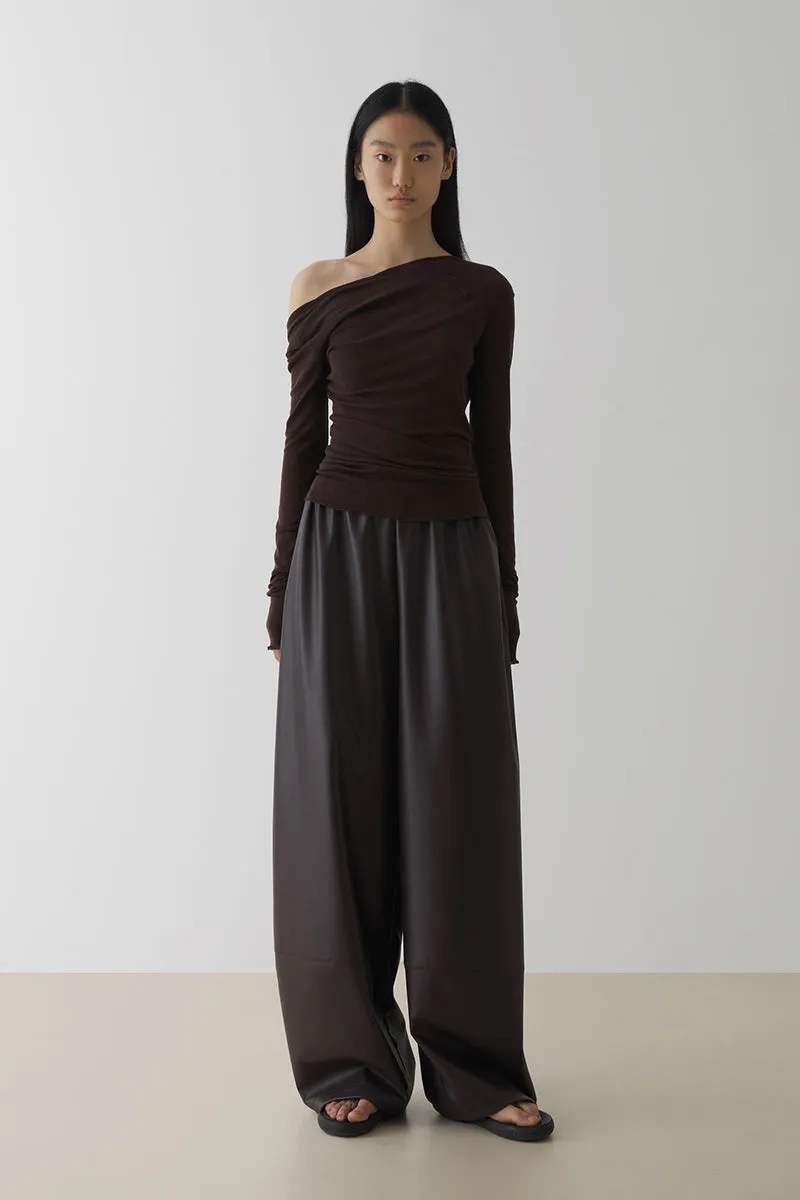 Pleated Balloon Leather Pants