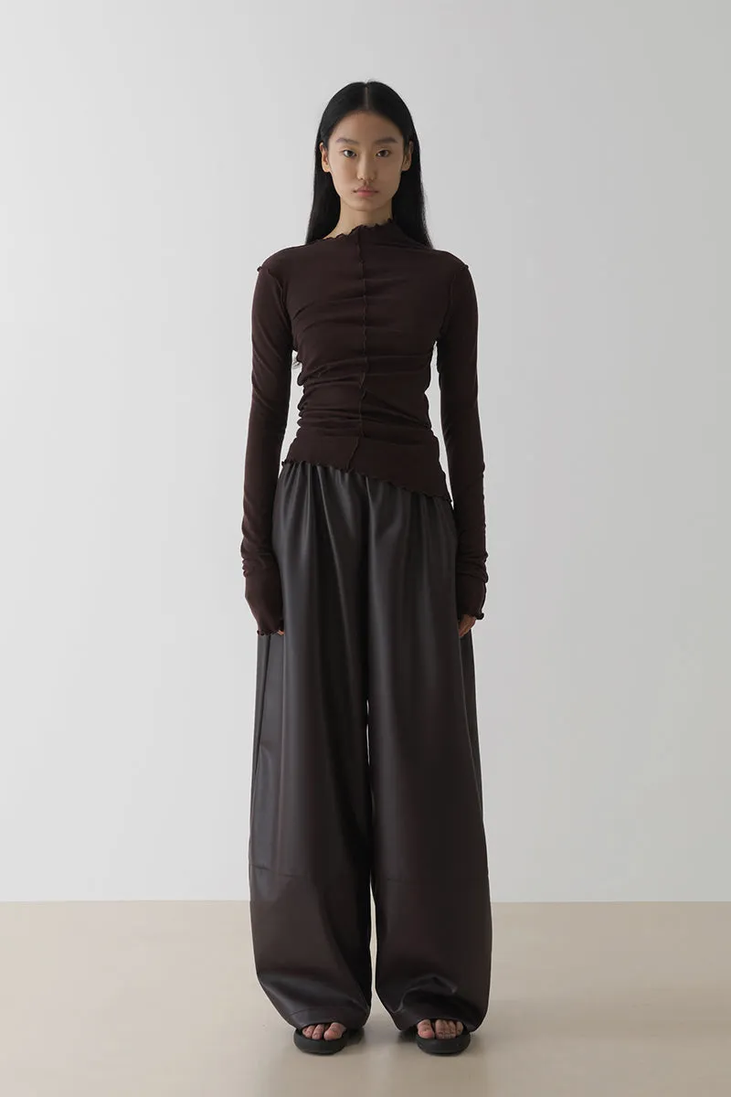 Pleated Balloon Leather Pants