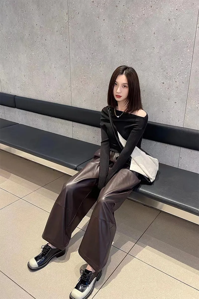 Pleated Balloon Leather Pants
