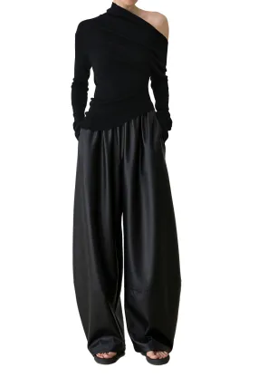 Pleated Balloon Leather Pants