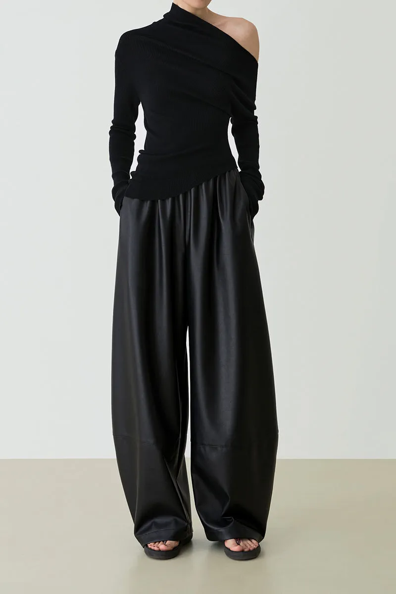Pleated Balloon Leather Pants