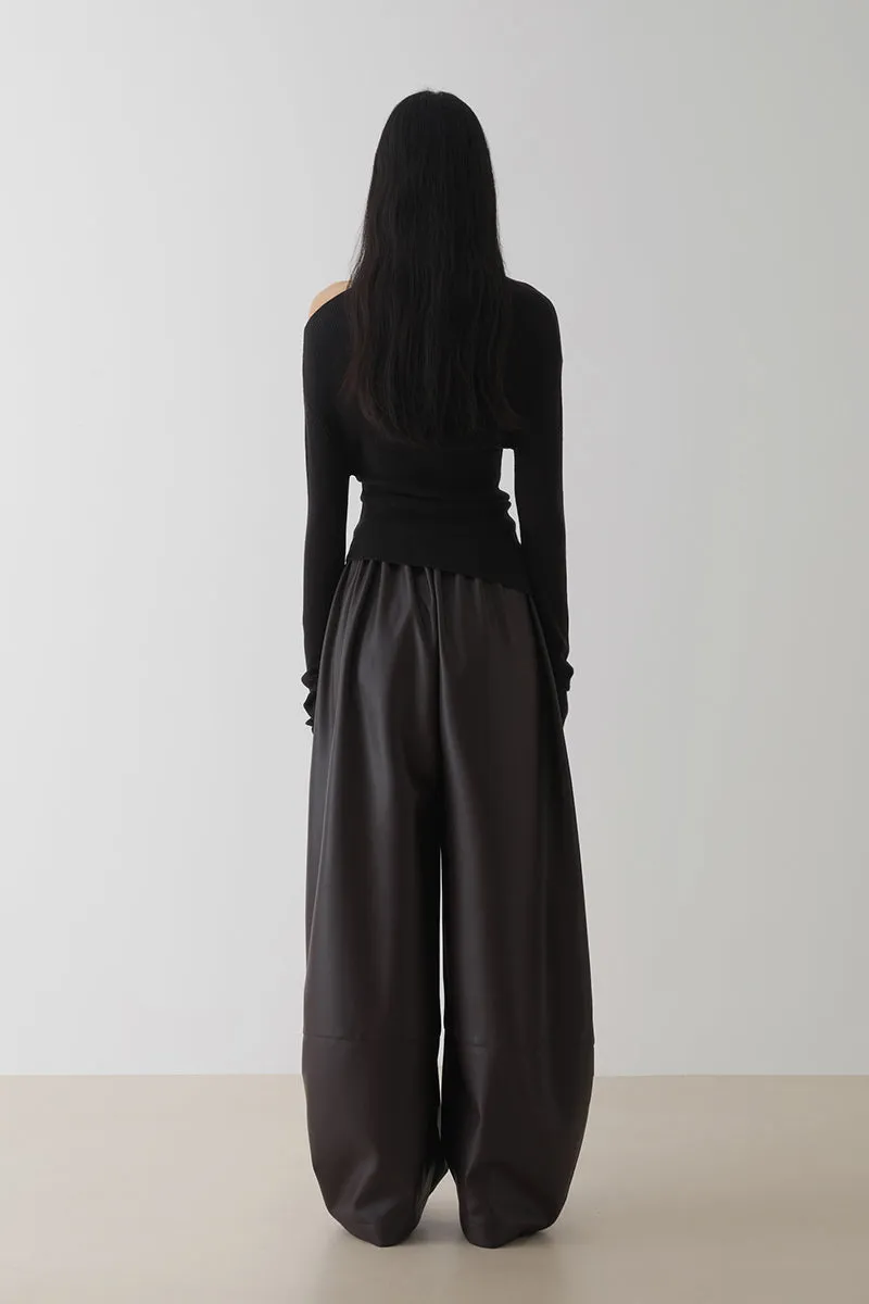 Pleated Balloon Leather Pants