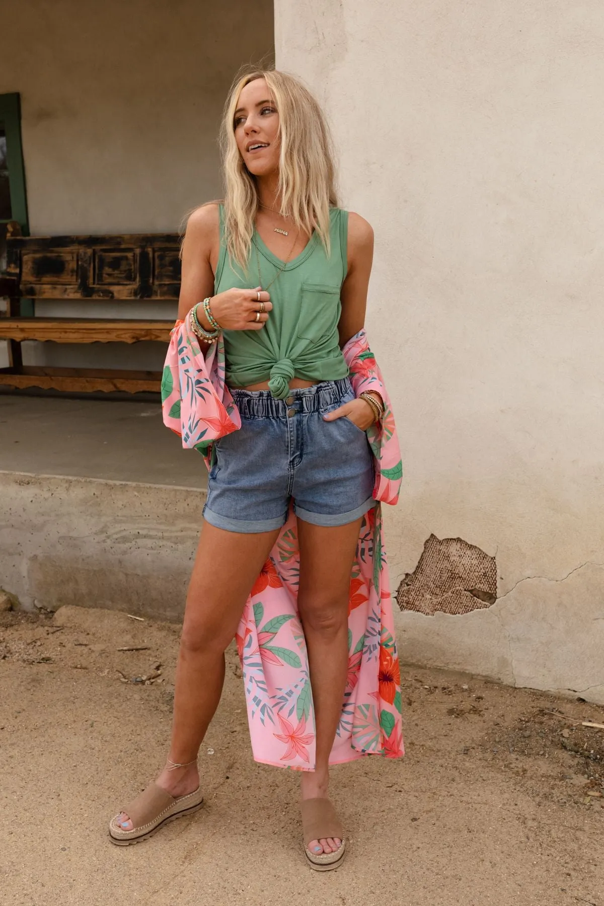 Shelli Scoop Neck Tank Top - Sage