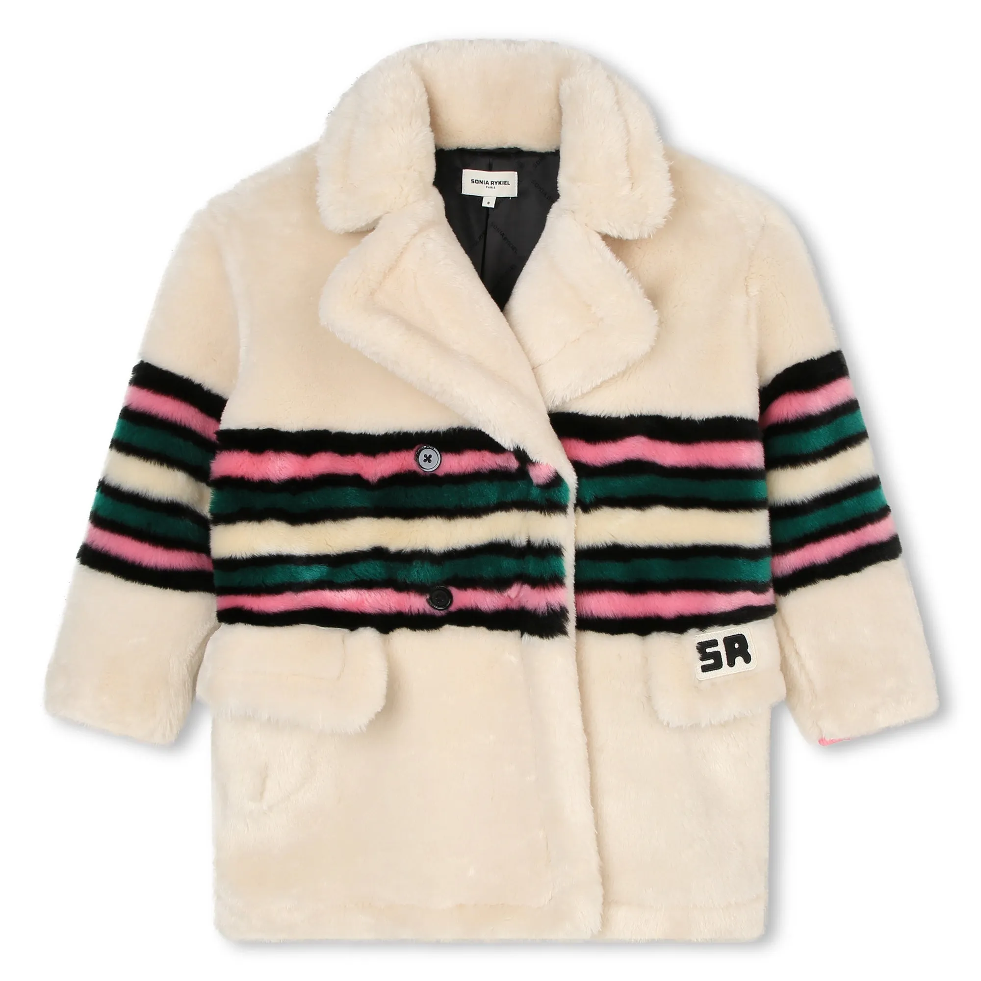 SONIA RYKIEL ENFANT FW23 Faux Fur Long Ivory Coat