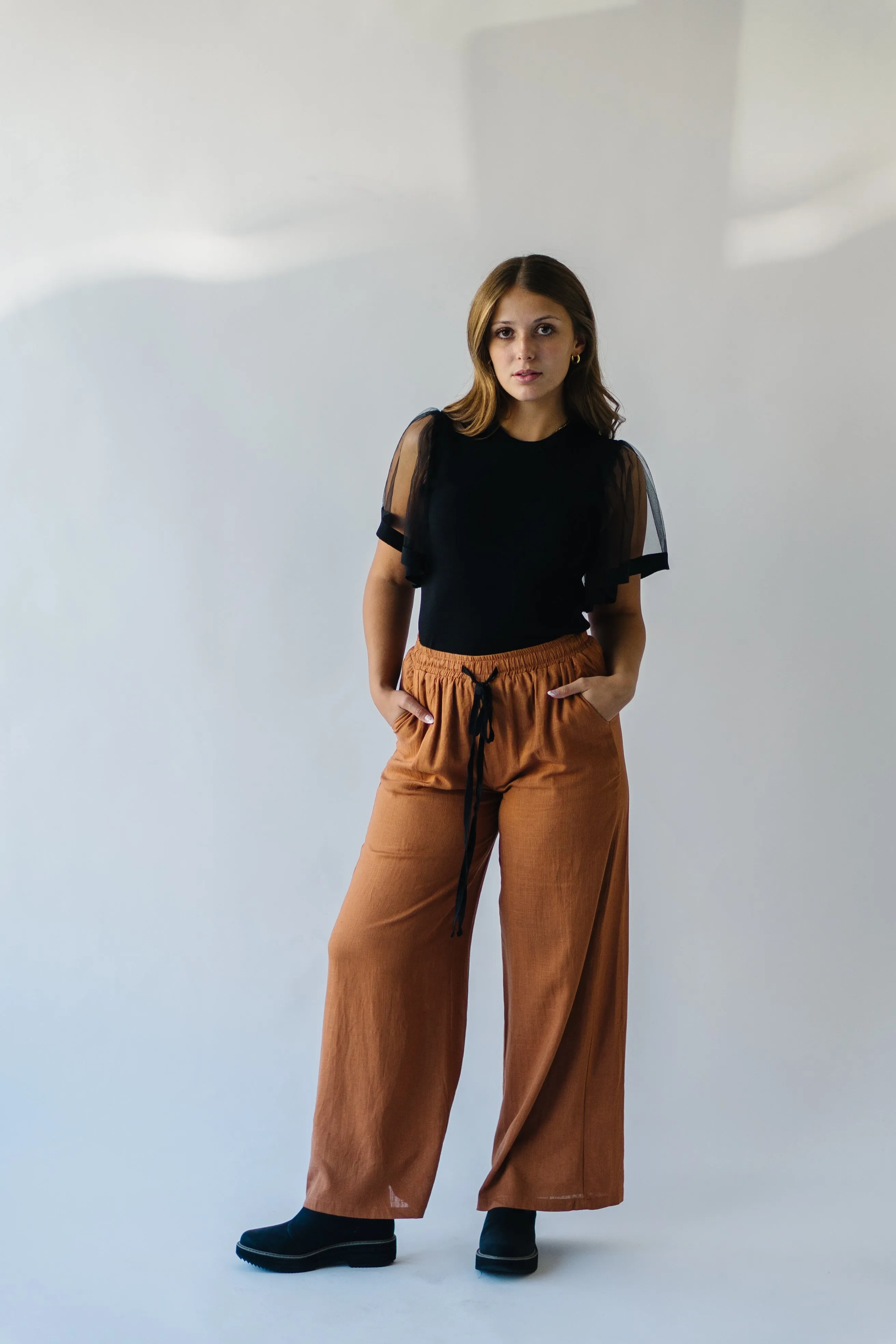 The Starkey Linen Tie Detail Pant in Camel